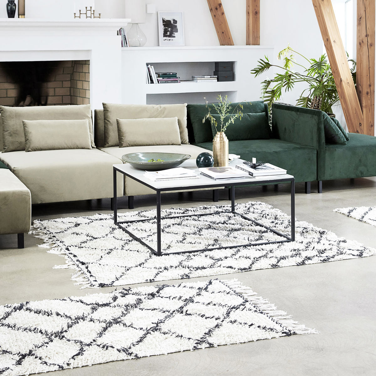 Rug, Kuba, White/Black